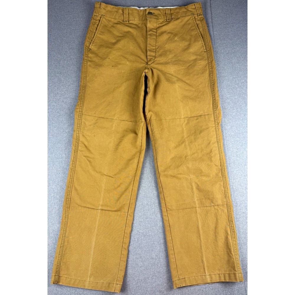 Vintage LL Bean Mens 36x30 USA Made Brown Duck Canvas Work Pants Distressed